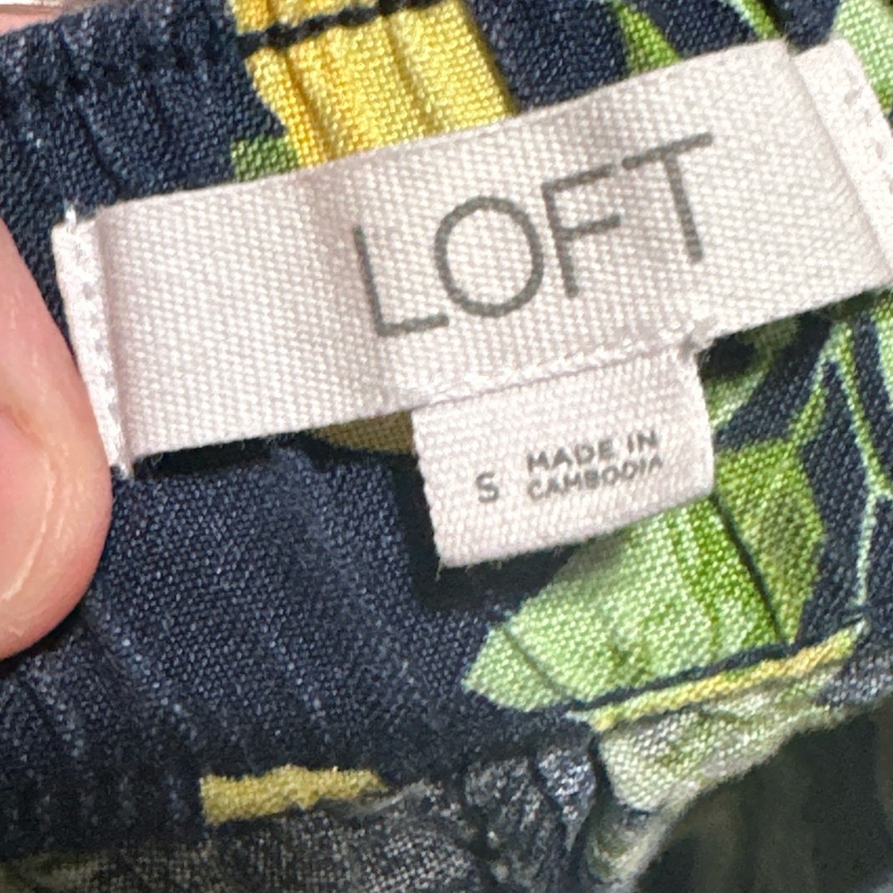 LOFT Women’s S Lemon Tree Verbena LINEN & VISCOSE Pants Casual Wide Leg Bold Fun - Picture 6 of 9